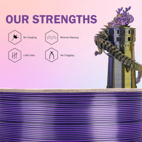 ERYONE Silk Tri-Color PLA, Black & Gold & Purple